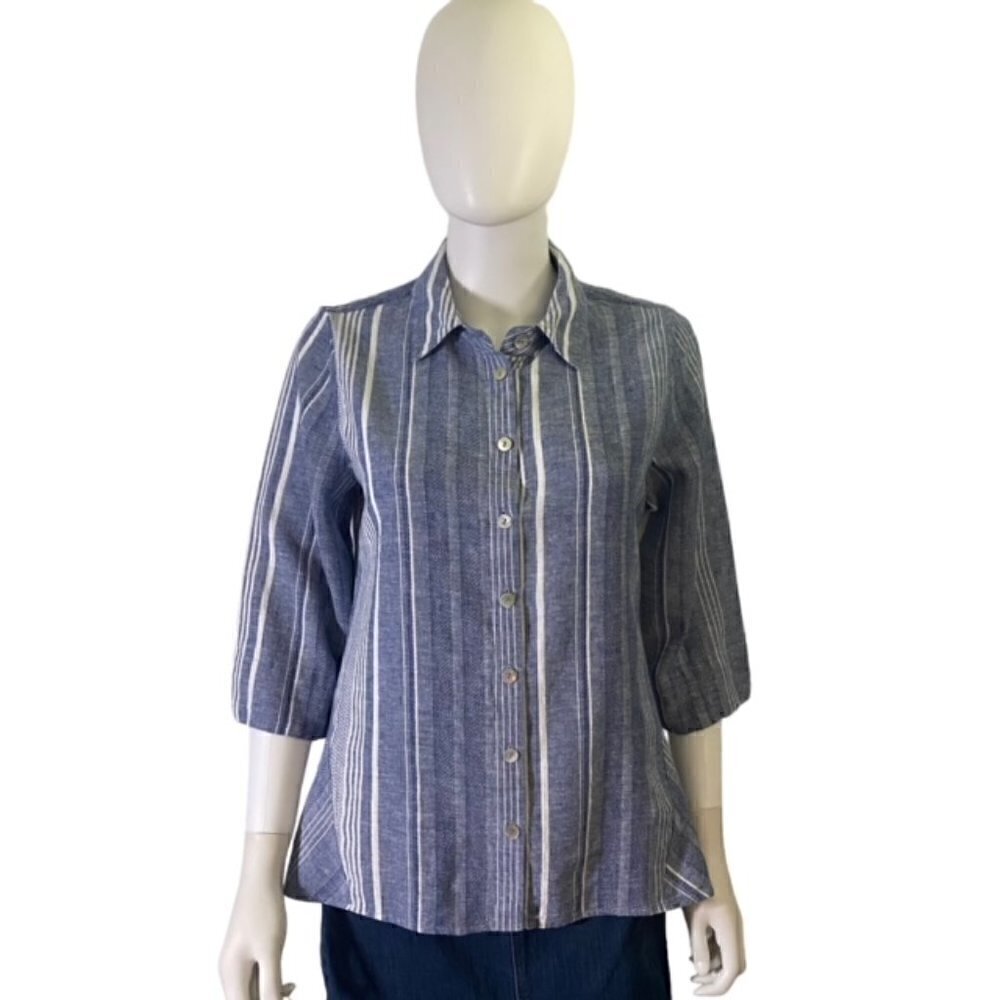 Soft Surroundings Linen Blend Button Down Shirt PM